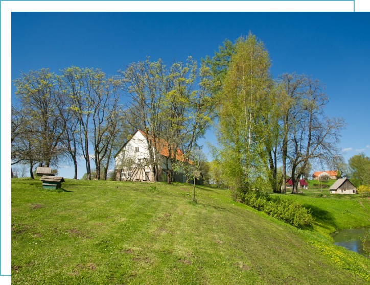 House in a farm in a sunny day