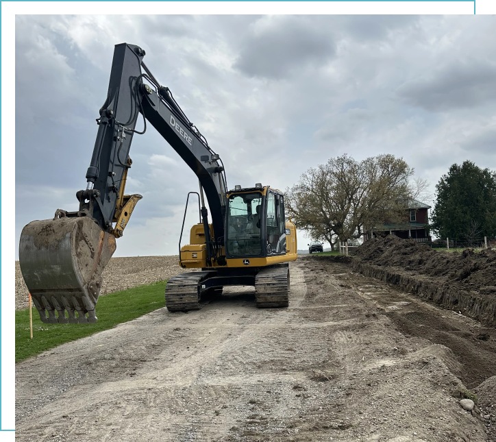 Tractor excavating