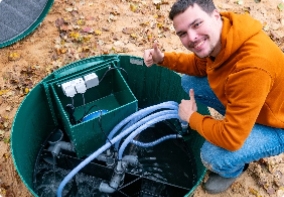 Man working septic system day time